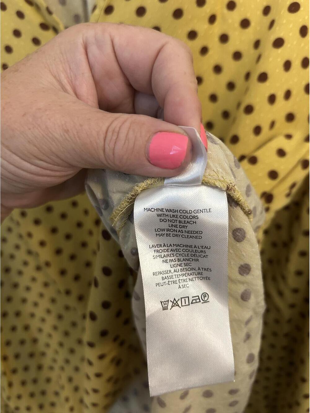Maeve by Anthropologie Yellow Polka Dot Blouse Medium - Picture 7 of 9